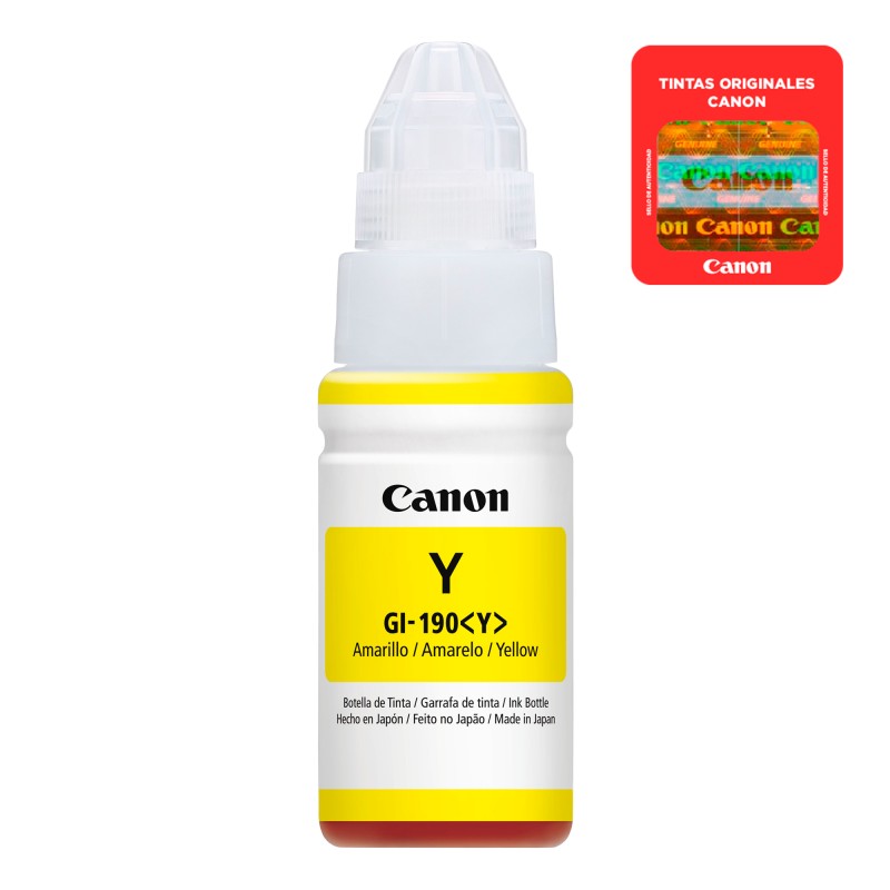 Botella De Tinta Canon Amarillo GI-190 Y 70ml
