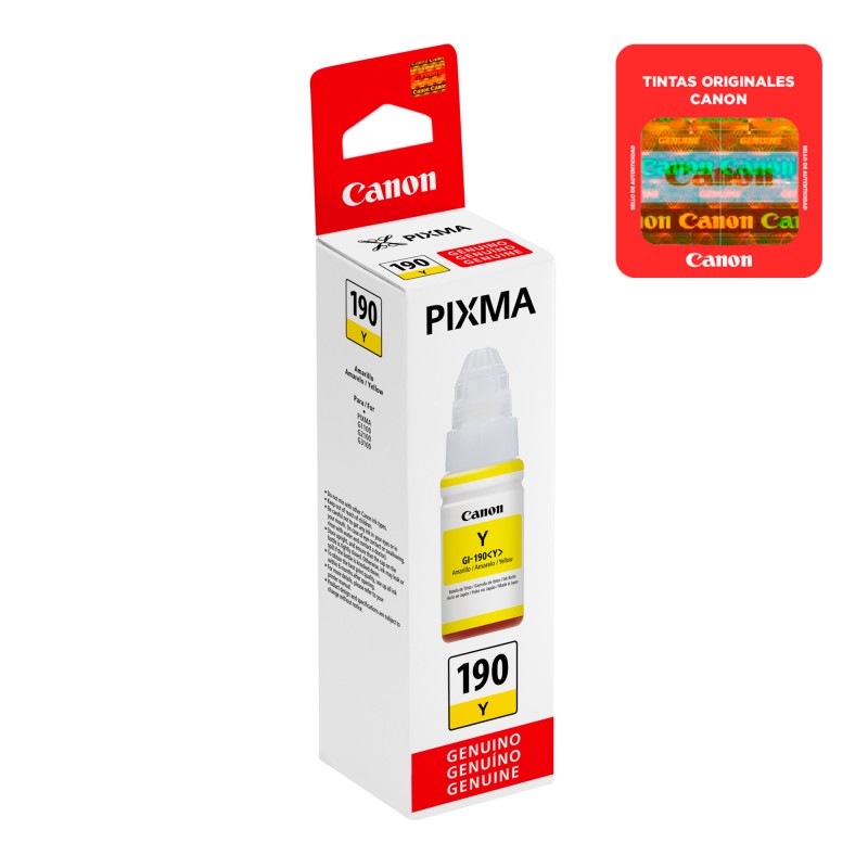 Botella De Tinta Canon Amarillo GI-190 Y 70ml